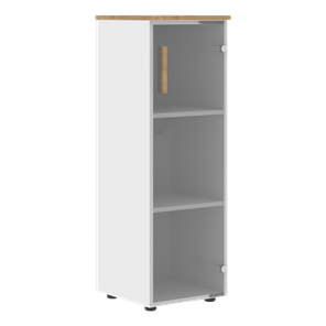 Средний шкаф колонна со стеклянной правой дверью FORTA Белый-Дуб Гамильтон FMC 40.2 (R) (399х404х801) в Саранске
