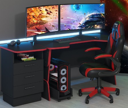 Компьютерный стол SKILLL STG 1385, Антрацит/ Красный в Саранске - изображение 6