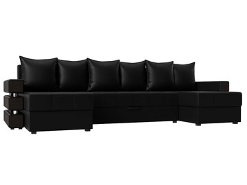 П-образный диван Венеция боннель, Черный (Экокожа) в Саранске