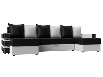 П-образный диван Венеция боннель, Черный\Белый (Экокожа) в Саранске