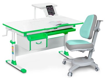 Комплект растущая парта + стул Mealux EVO Evo-40 Z (арт. Evo-40 Z + Y-110 TG) / (стол+полка+кресло) / белый, зеленый, серый в Саранске
