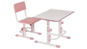 Комплект детской мебели POLINI Kids Растущая парта-трансформер М1 и стул регулируемый L Белый-розовый в Саранске
