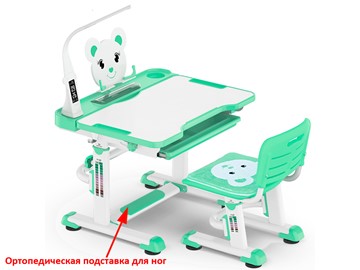Стол растущий и стул Mealux EVO BD-04 Teddy New XL, с лампой, green, зеленая в Саранске