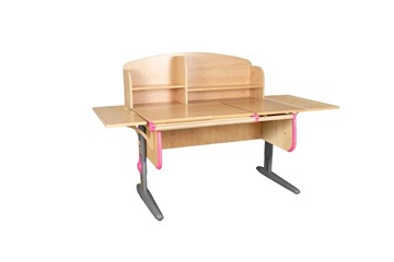 Детский стол-трансформер 1/75-40 (СУТ.25) + Polka_b 1/550 (2 шт.) + Polka_n 1/1200 бежевый/серый/розовый в Саранске