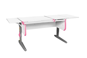 Растущий стол 1/75-40 (СУТ.25) + Polka_b 1/550 (2 шт.) белый/серый/розовый в Саранске