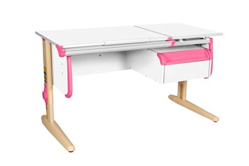 Детский стол-трансформер 1/75-40 (СУТ.25) + Tumba 1 Белый/Бежевый/розовый в Саранске