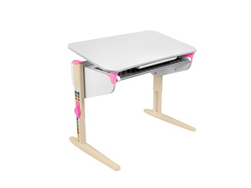 Детский стол-трансформер 5/100 (СУТ. 46) Белый/Бежевый/Розовый с лотком в Саранске