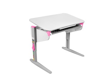 Детский стол-трансформер 5/100 (СУТ. 46) Белый/Серый/Розовый с лотком в Саранске