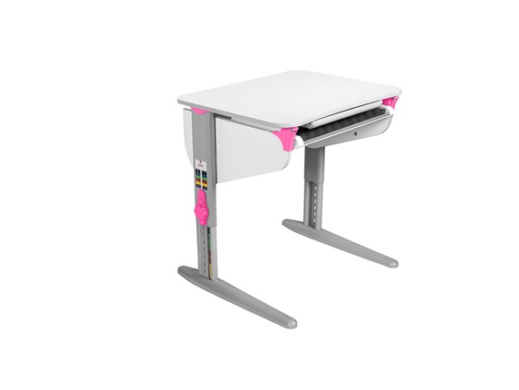 Растущий стол 5/75 (СУТ. 44) Белый/Серый/Розовый с лотком без полок в Саранске - изображение