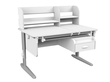 Детский стол-трансформер Lp/70-45 (СУТ.62 PRO) + Tumba 8 с лотком белый/серый/белый в Саранске - предосмотр